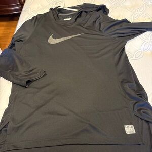 Nike Men's Black Hoodie with Silver Logo